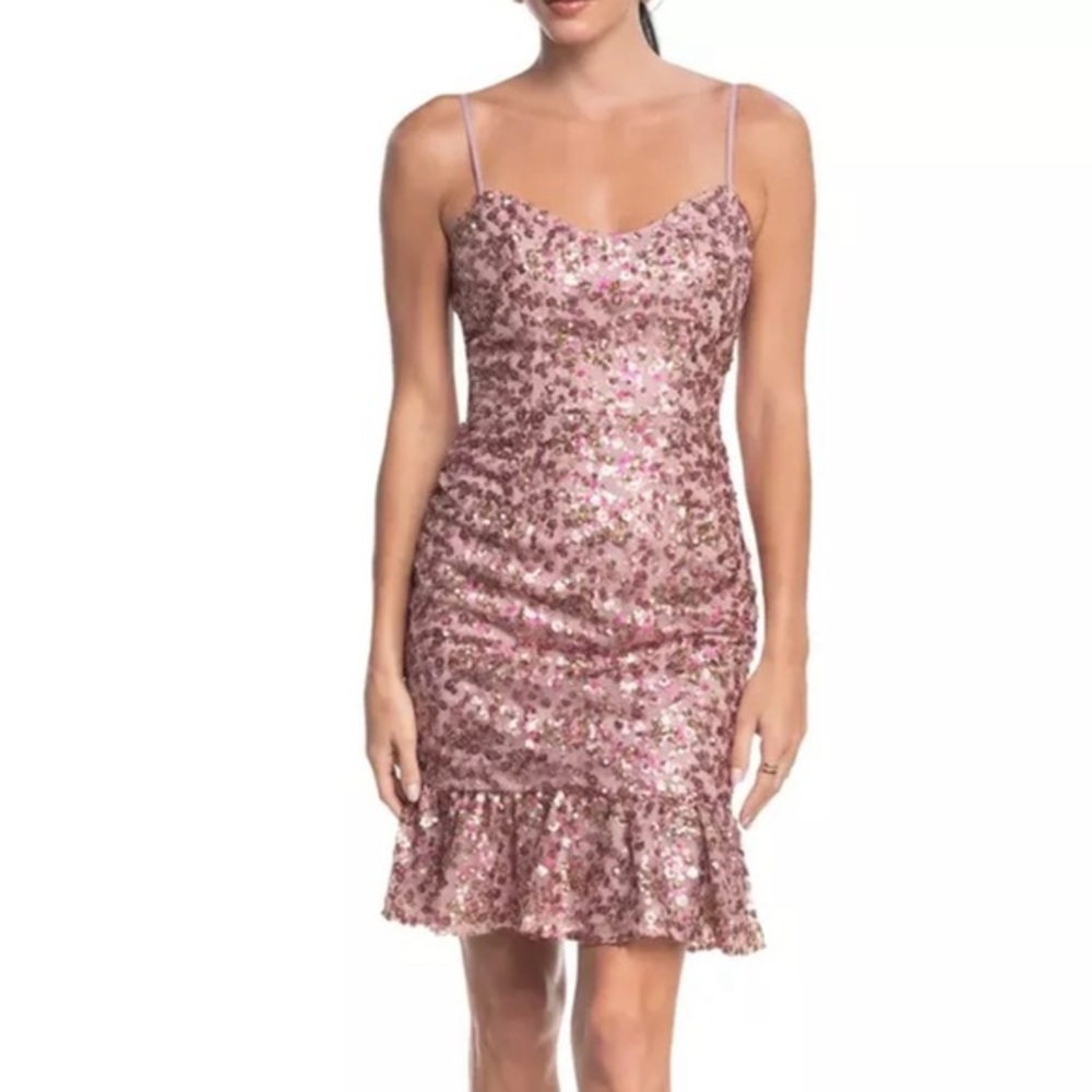 New Without Tags Dress The Population Kaya Embellished Sequin Ruffle Dress